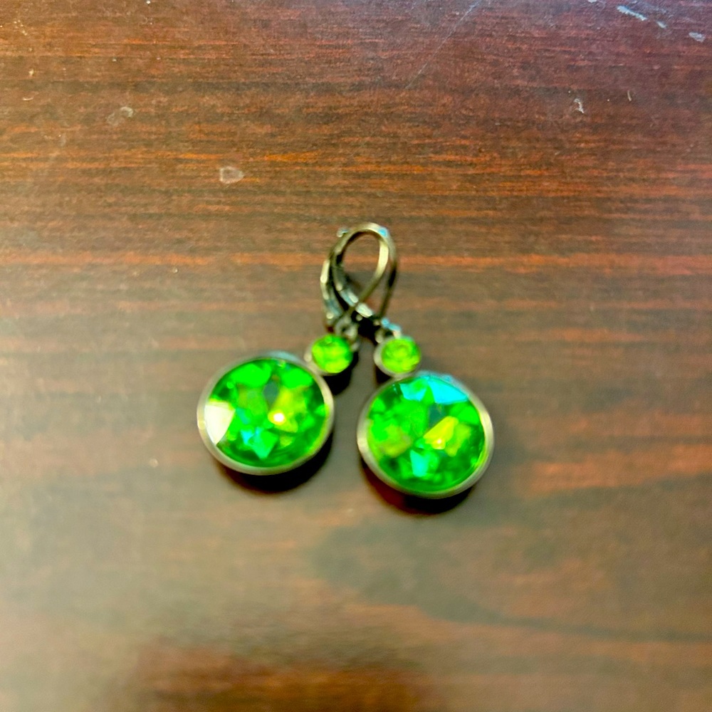 Emerald-looking drop earrings